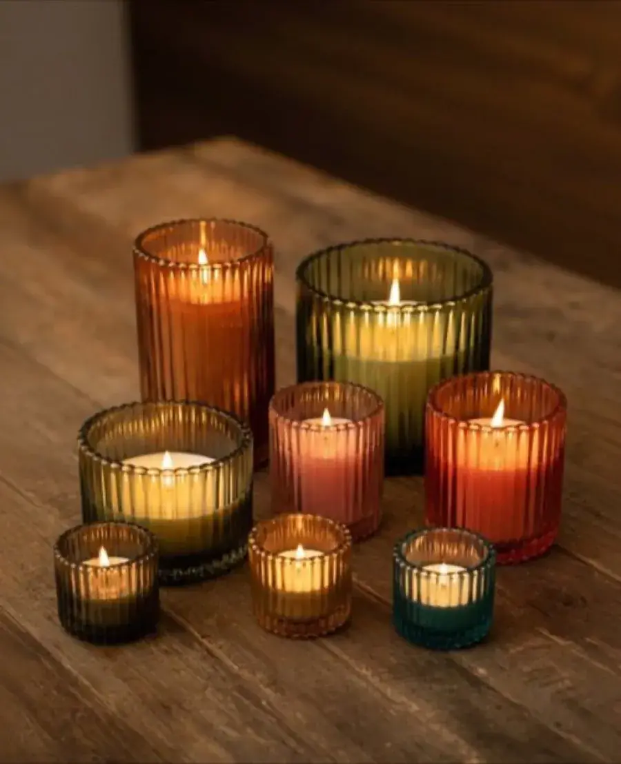 Amber & Green Glass Votives